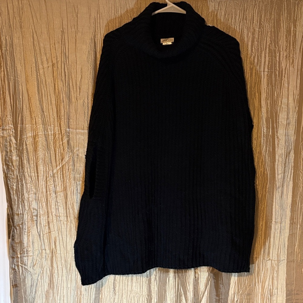 Black Turtleneck knit poncho